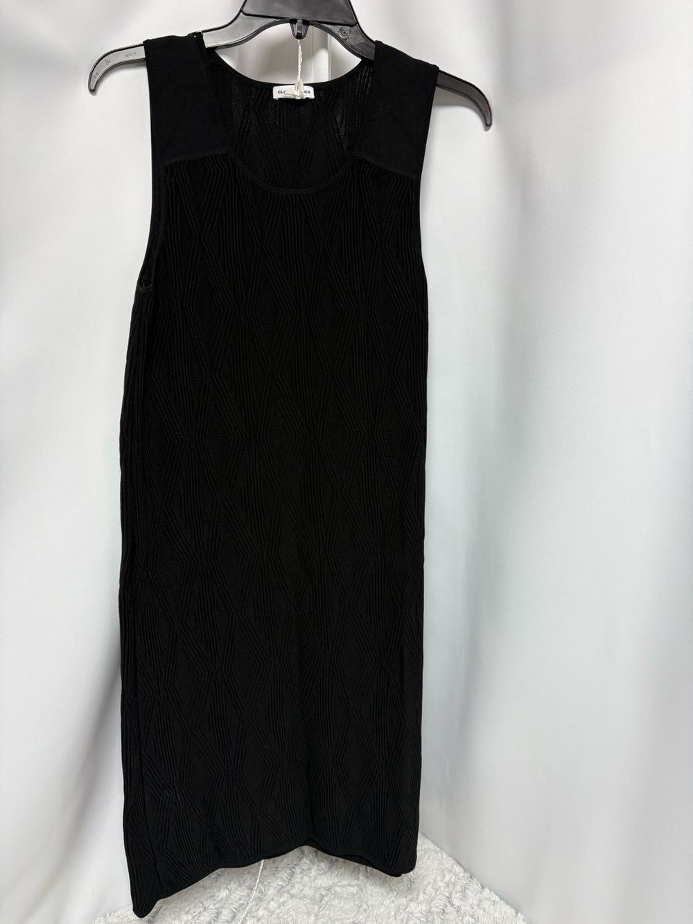 Club Monaco textured ribbed midi tank dress  Black Sleeveless knit medium